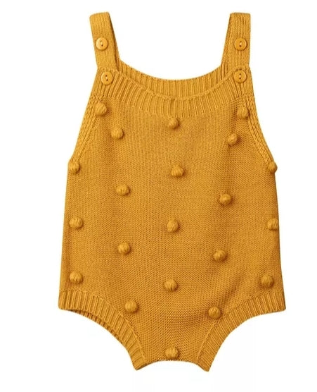 Mustard Popcorn Knitted Romper Gender Neutral