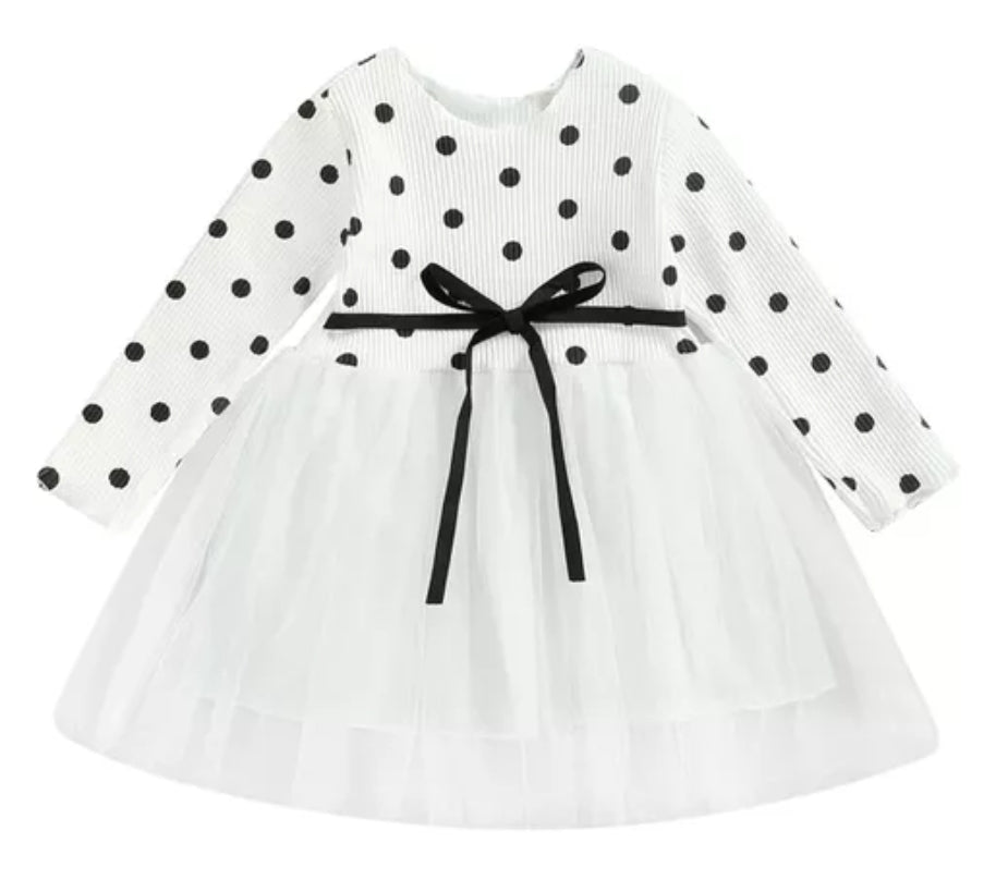 White Polka Dress with Romantic Tutu