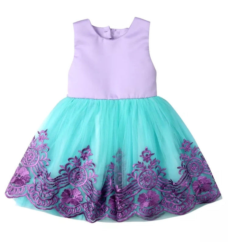 Purple Lace Dress With Bow Detail 1001009