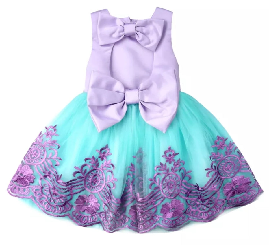 Purple Lace Dress With Bow Detail