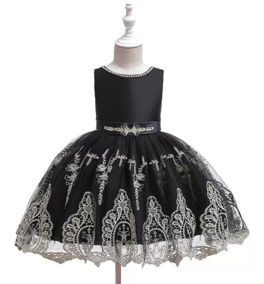 Black Special Occasions Dress with Lace Detail