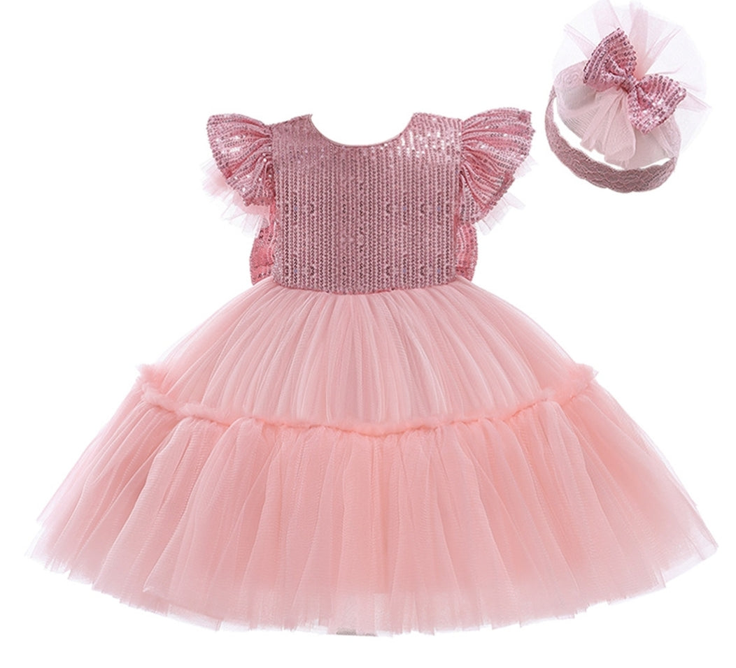 Pink Formal Dress with Headband