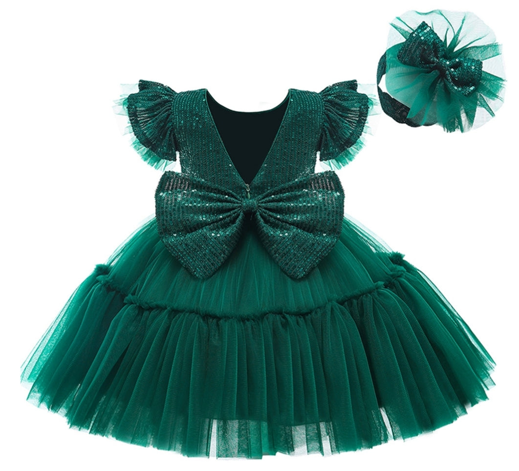 Forest Green Special Occasions Dress and Headband