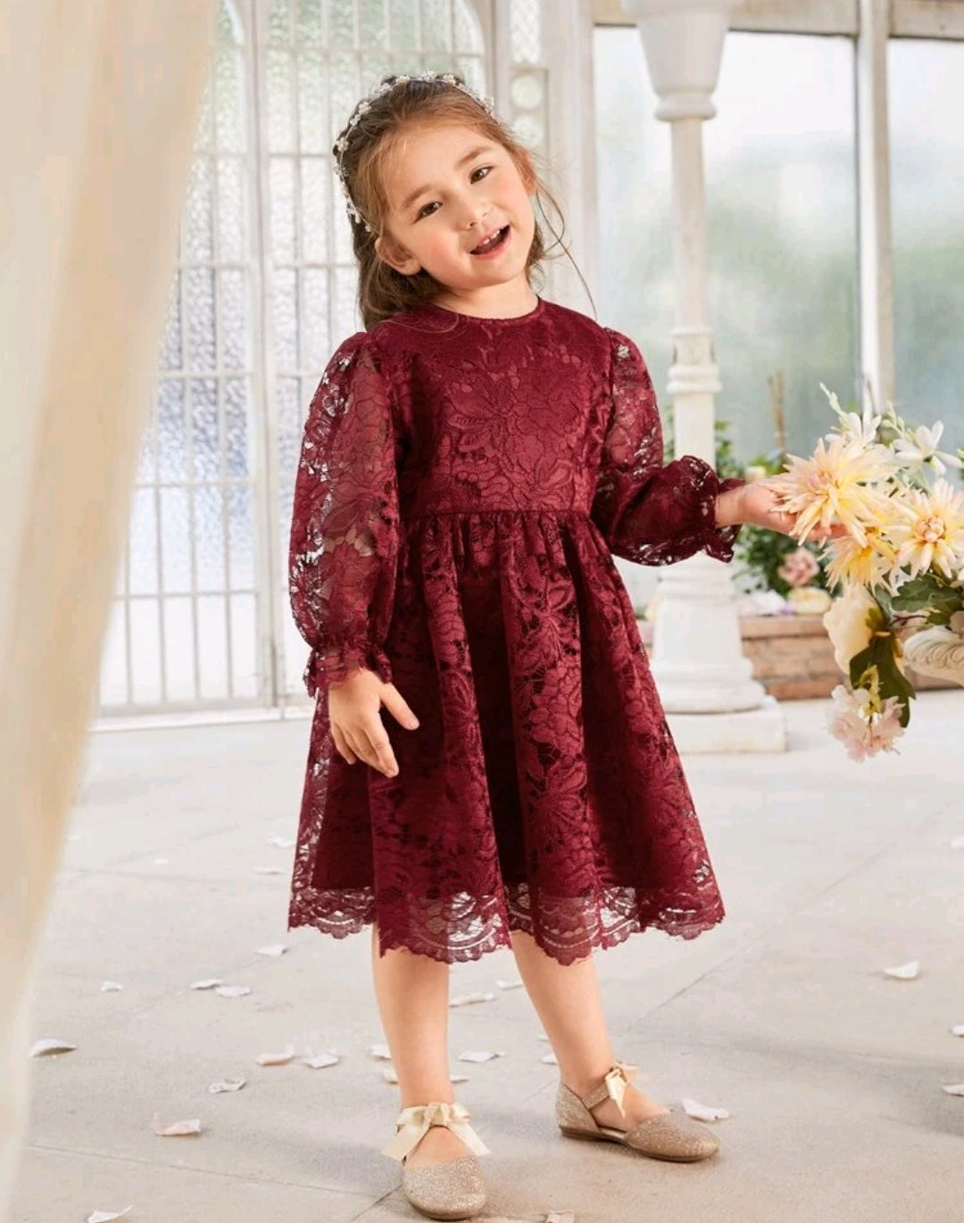 Maroon Lace Long Sleeve Special Occasions Dress 1000988