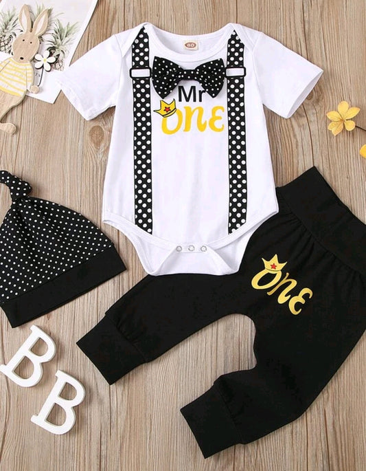 Mr One Birthday Boy Outfit 3PSC
