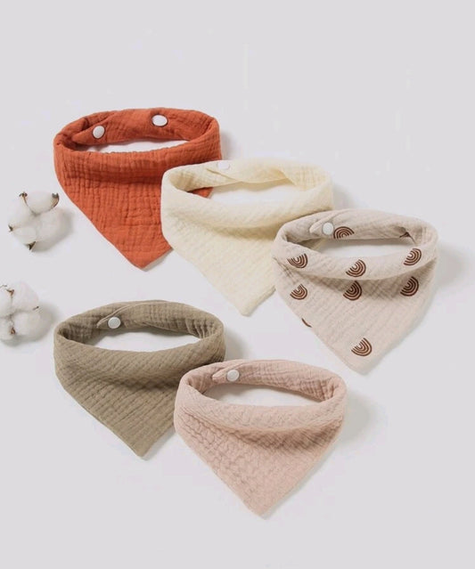 5 Pack Muslin Bibs (V)