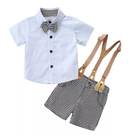 4PSC Gentleman Suit Light Blue Shirt, short, Suspenders and Bowtie