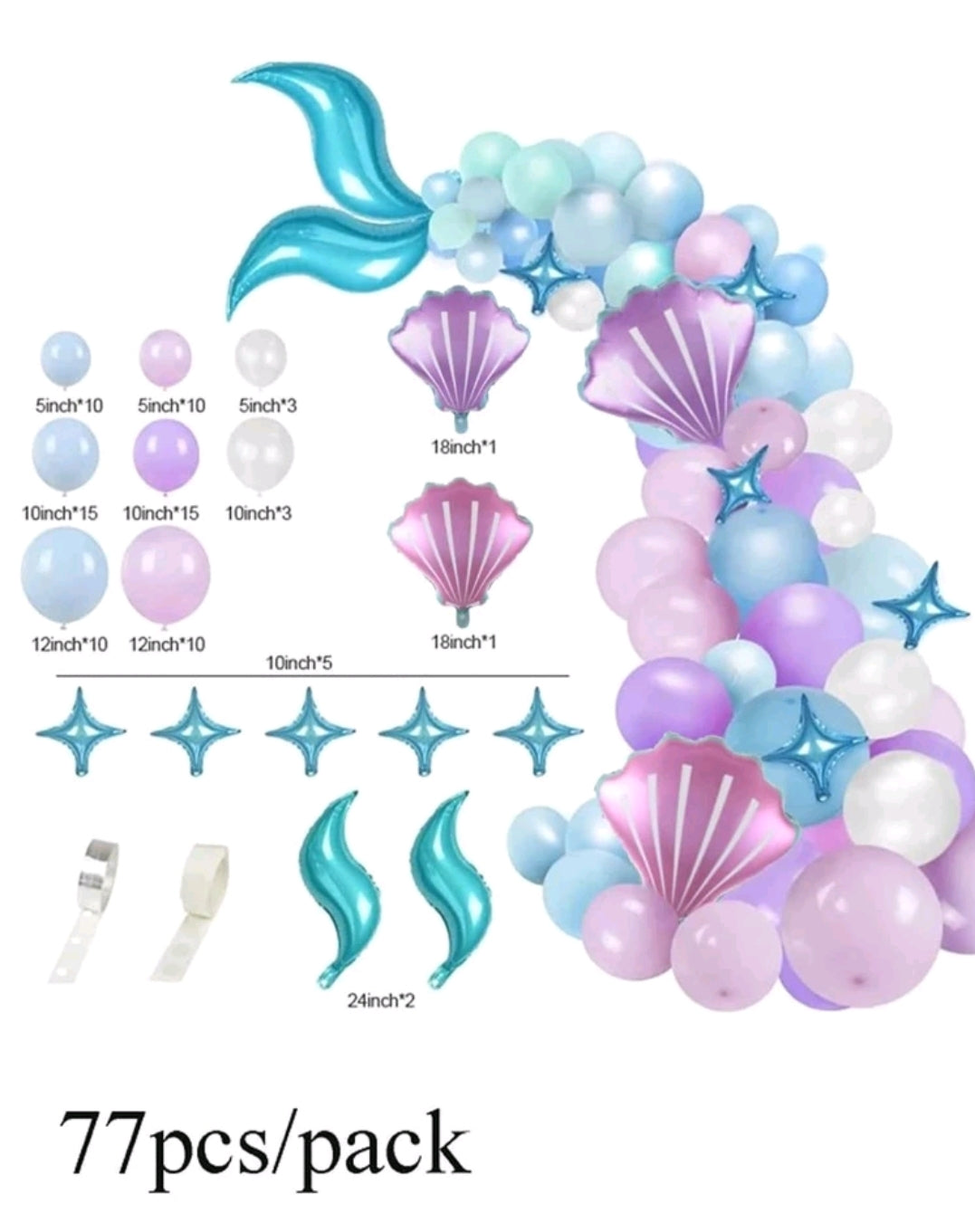 Mermaid Tail Balloon Arch 77PSC 50007