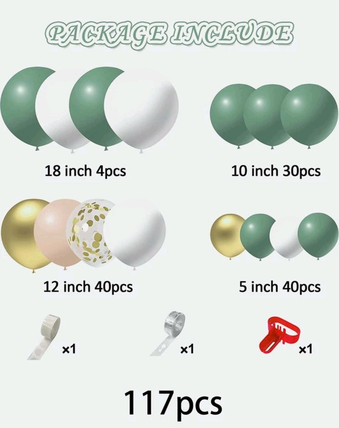 Sage Balloon Arch 117PSC