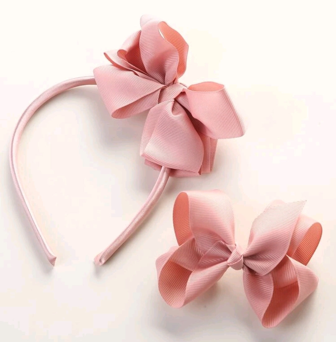 Pink Aliceband and Big Bow Hairclip