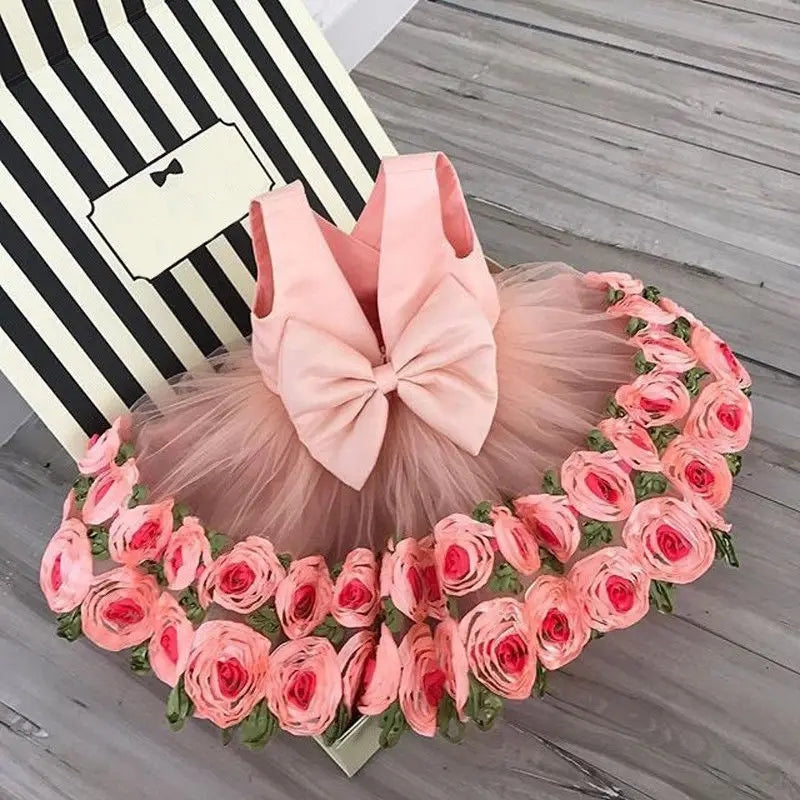 Pink Silk Rose Special Occasions Dress 