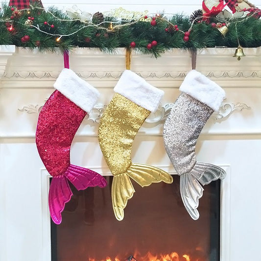 Glittery Mermaid Tail Christmas Stocking