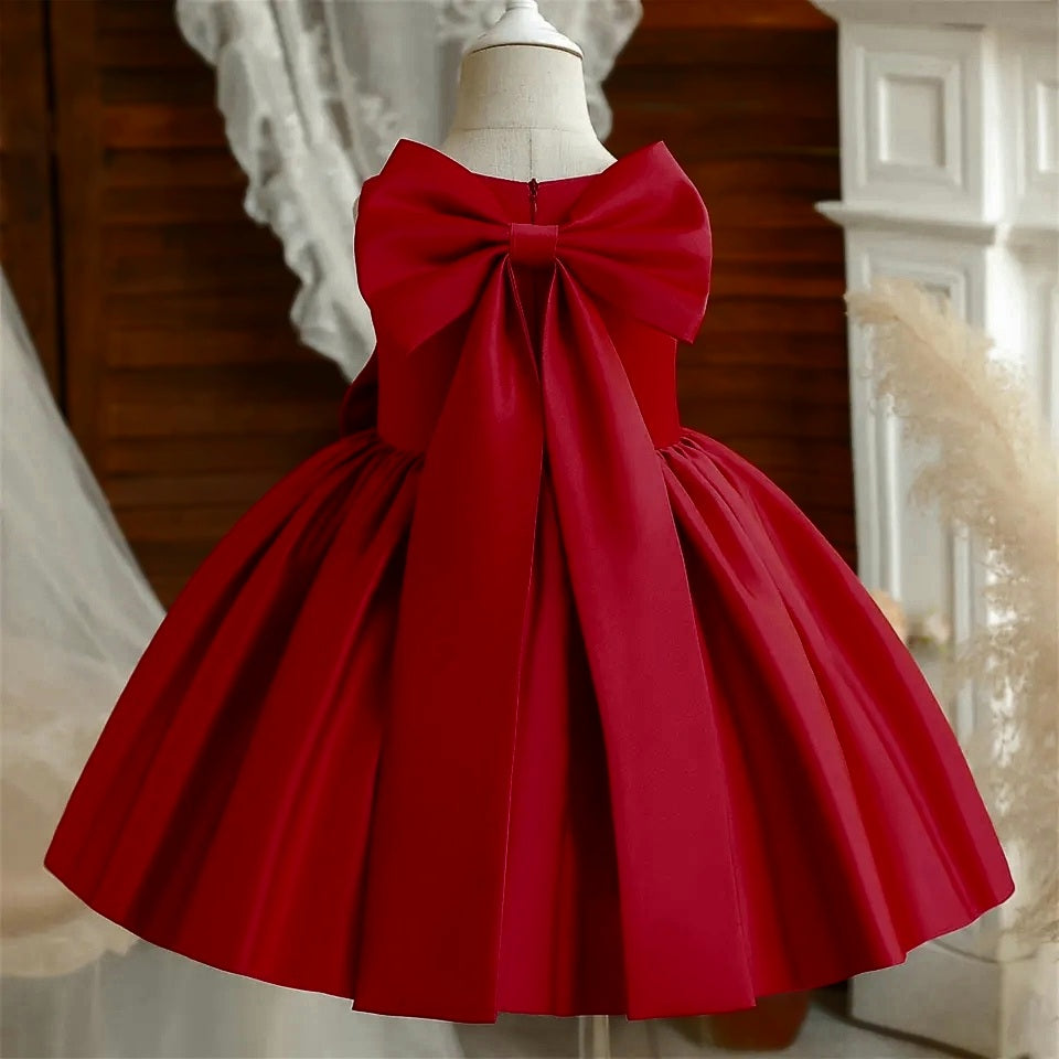 Burgundy Special Occasions Dress with Big Bow (Clip on)