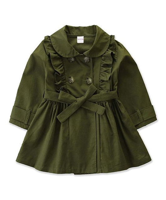 Olive Trench Coat with Bow Detail