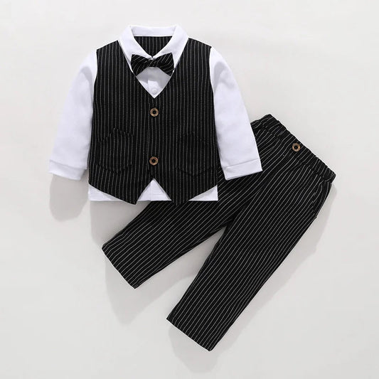 Black Striped Gentleman Suit 200061