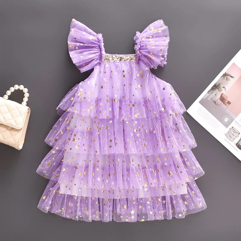 Purple Ruffle Star Tulle Dress 1000250
