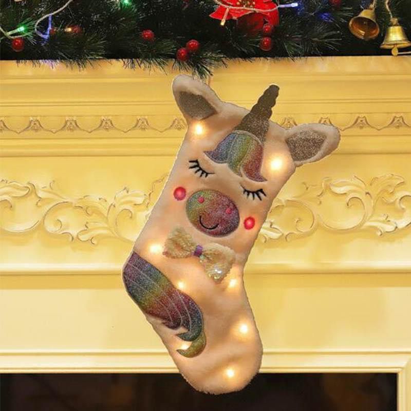 LED Unicorn Christmas Stockings