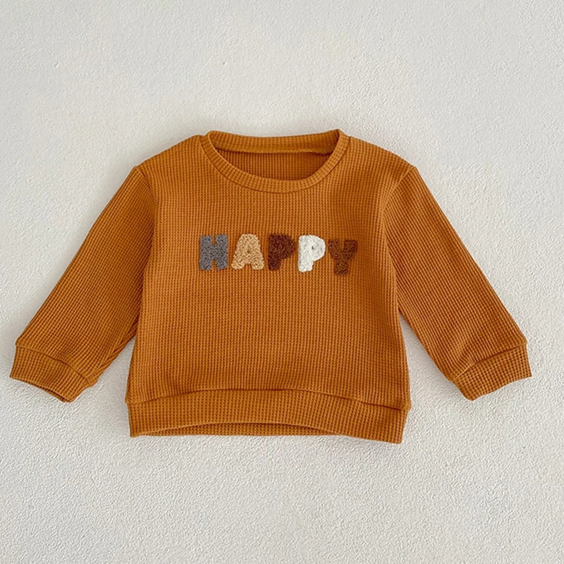 Mustard Happy Crewneck Gender Neutral Activewear Set