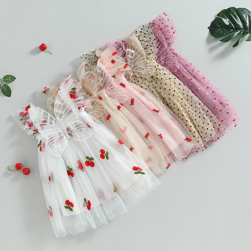 Berry  Butterfly Tulle Pink Dress