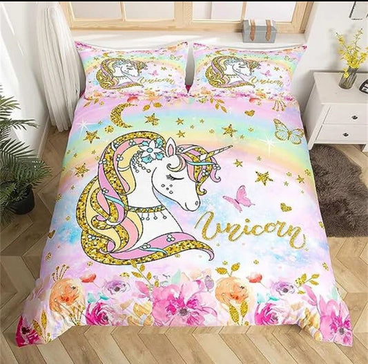 Unicorn Moon and Stars bedding