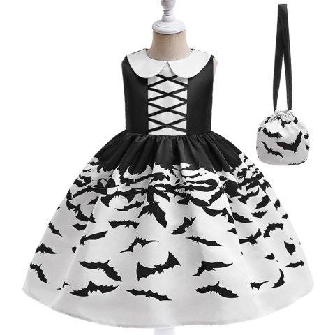 Halloween Black and White Dress with Bag 1000989
