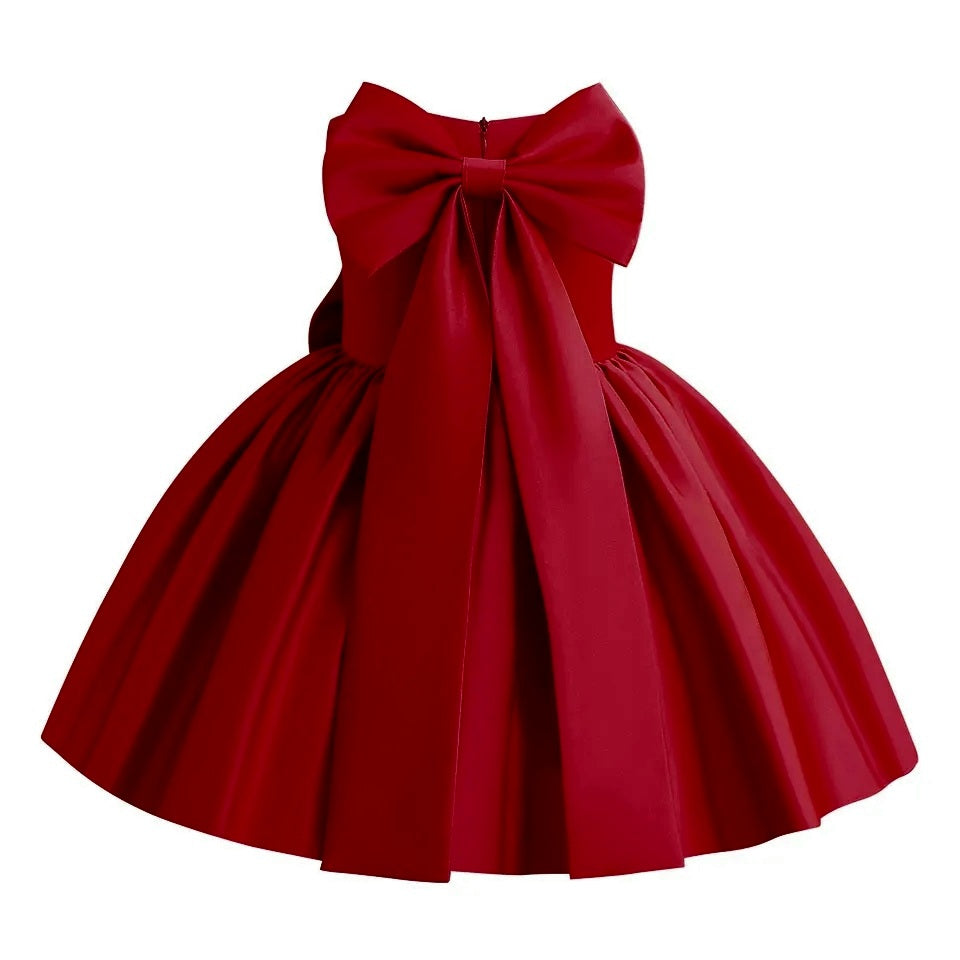 Burgundy Special Occasions Dress with Big Bow (Clip on)