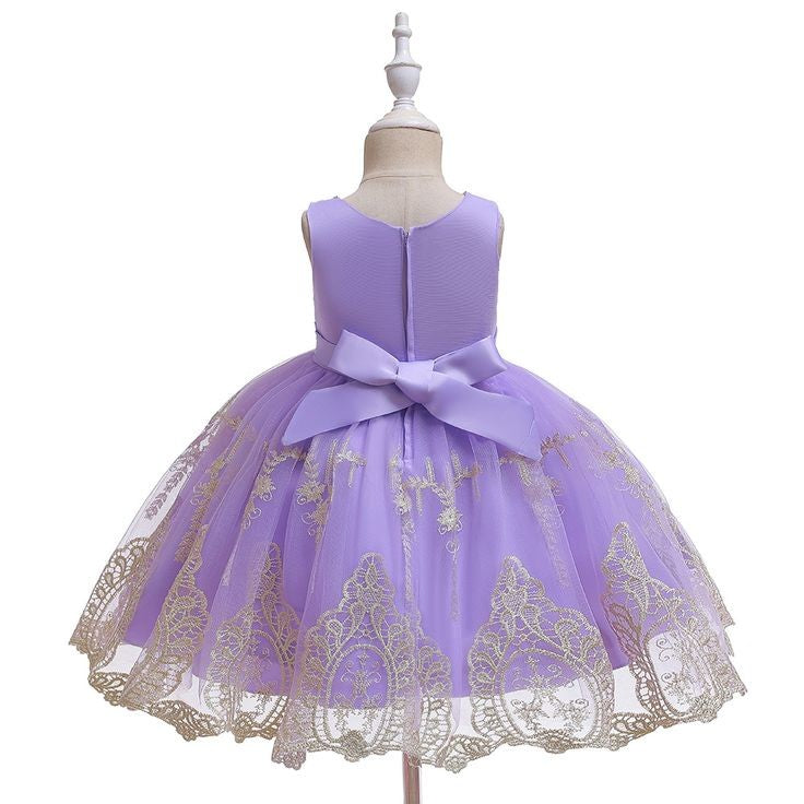 Purple Special Occasions Dress with Diamante and Gold Lace