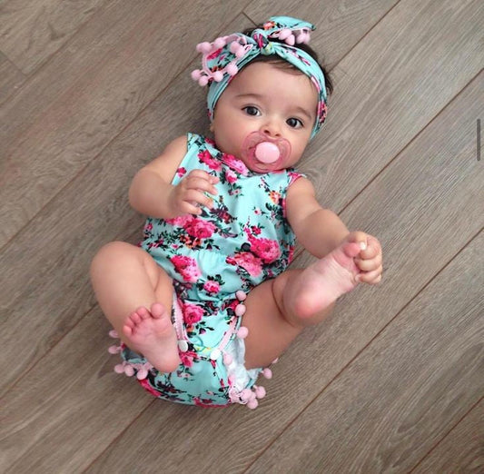 Floral Romper Sky Blue 1000662