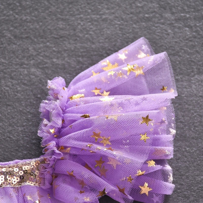 Purple Ruffle Star Tulle Dress 