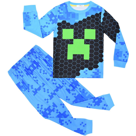 Blue Minecraft Printed pajama sets