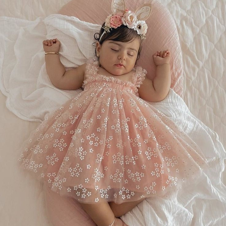 Pink Daisy Tulle Romper 