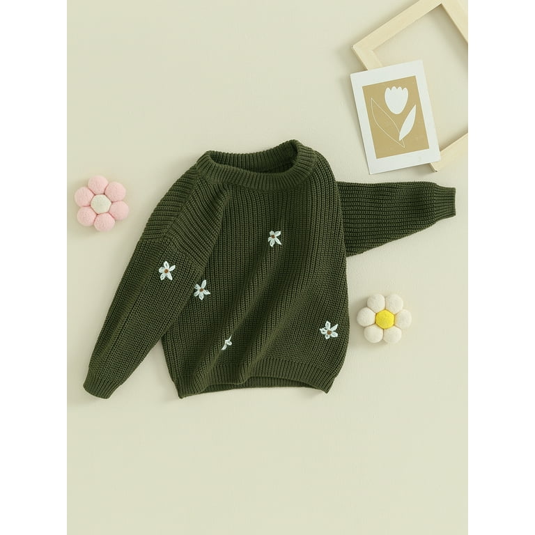 Olive Floral Sweater #1000226