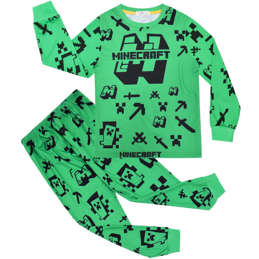 Green Minecraft Printed pajama sets