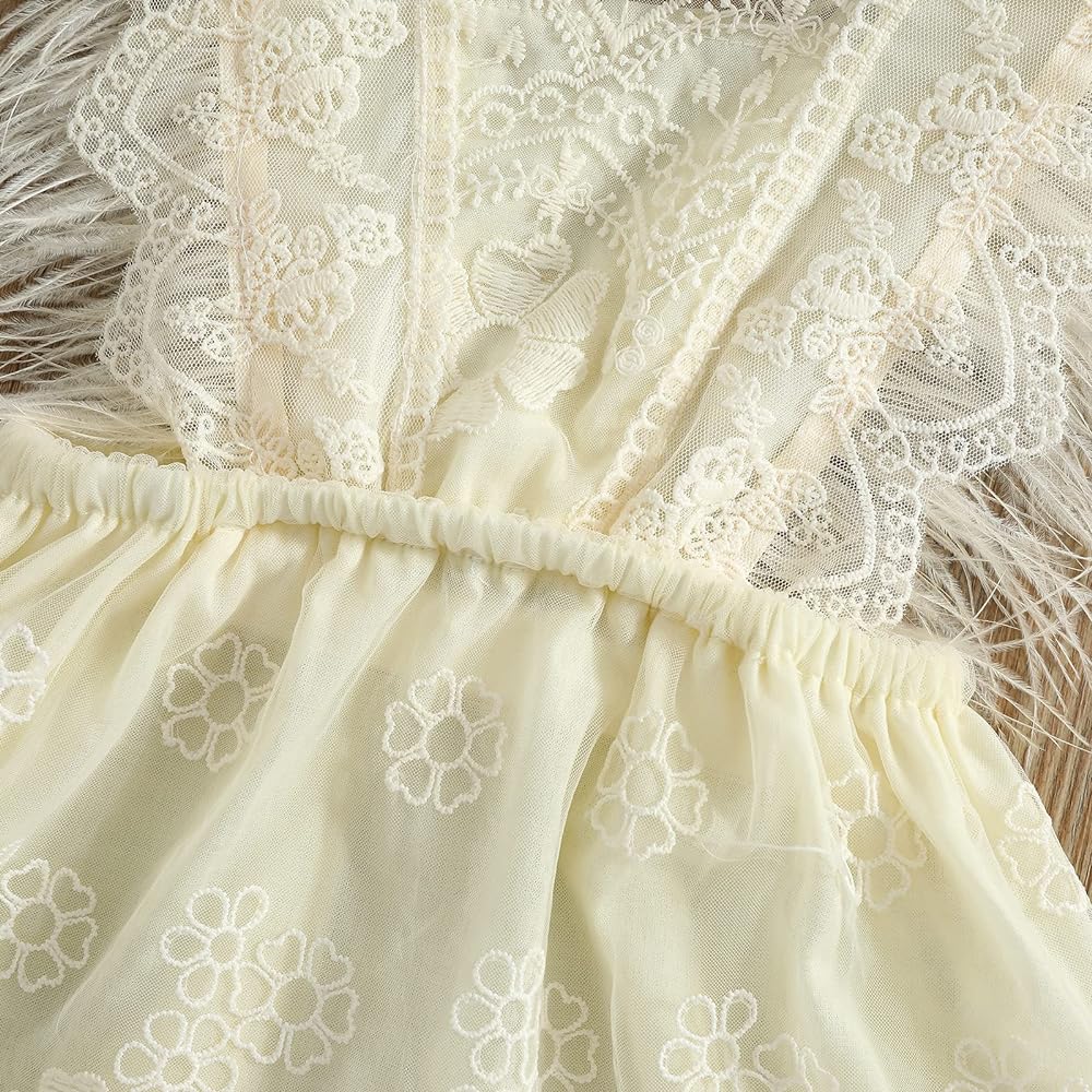 Ivory Lace Dress with Feather Detail 