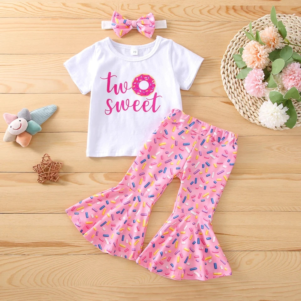 Two Sweet BIRTHDAY OUTFIT, Top, Belle Bottoms and Headband Doughnut #10020040