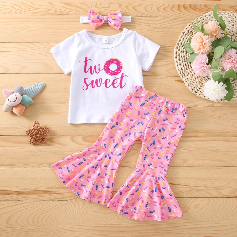 Two Sweet BIRTHDAY OUTFIT, Top, Belle Bottoms and Headband 