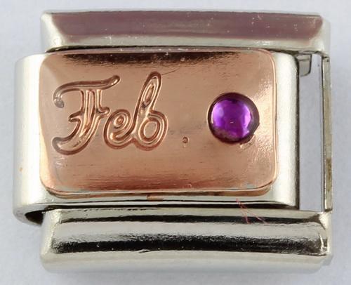 9mm Rose Gold Month Charm - February-Charmed Jewellery