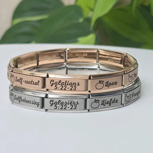 9mm stainless steel Italian charm bracelet with 10 engraved superlinks