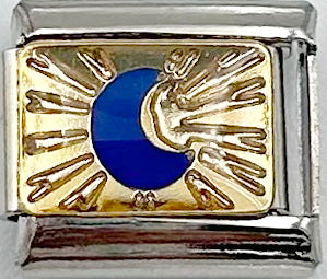 Gold Navy Moon 9mm Charm