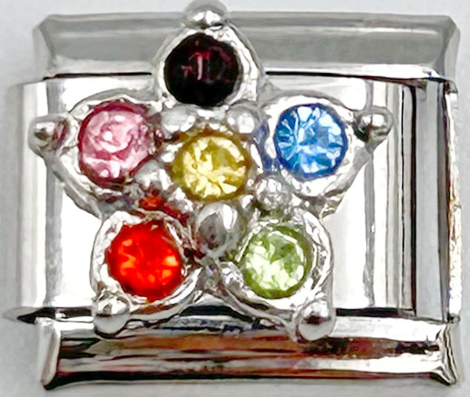Colour Stone Flower 9mm Charm