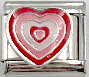 Pink Layered Heart 9mm Charm