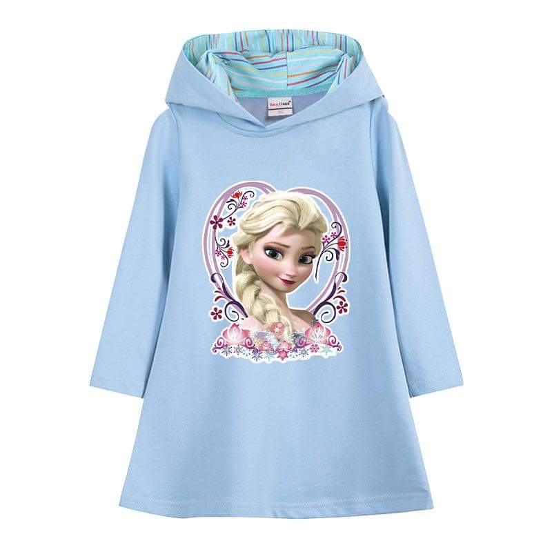 Frozen Elsa long sleeve hooded dress