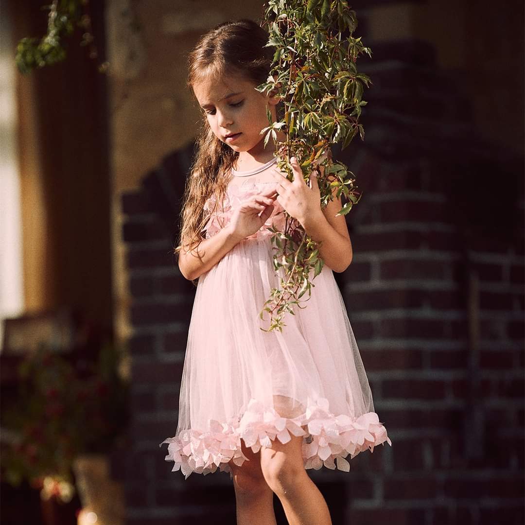 Pink 3D Ruffle Floral Dress #1000130