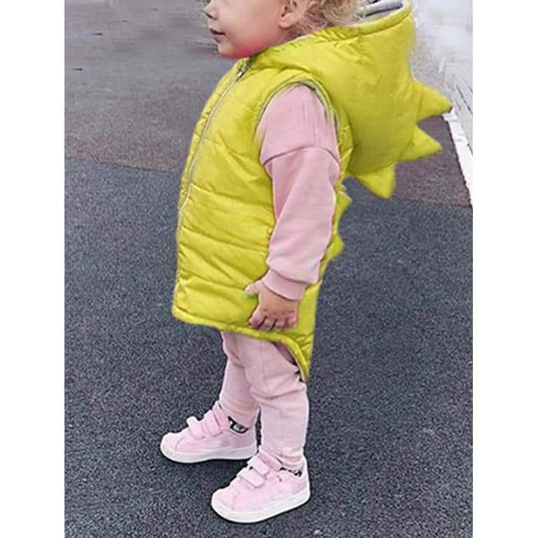 Yellow Dino Puffer Jacket,  Sleeveless