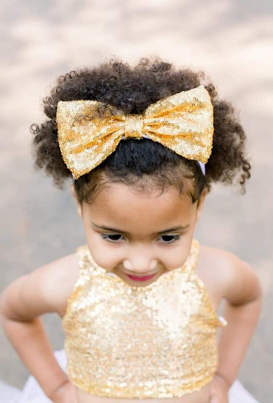 Gold Sequins Crop Top with Tutu and Headband #1000135