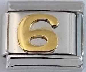 Gold Plated Number 6 9mm Charm