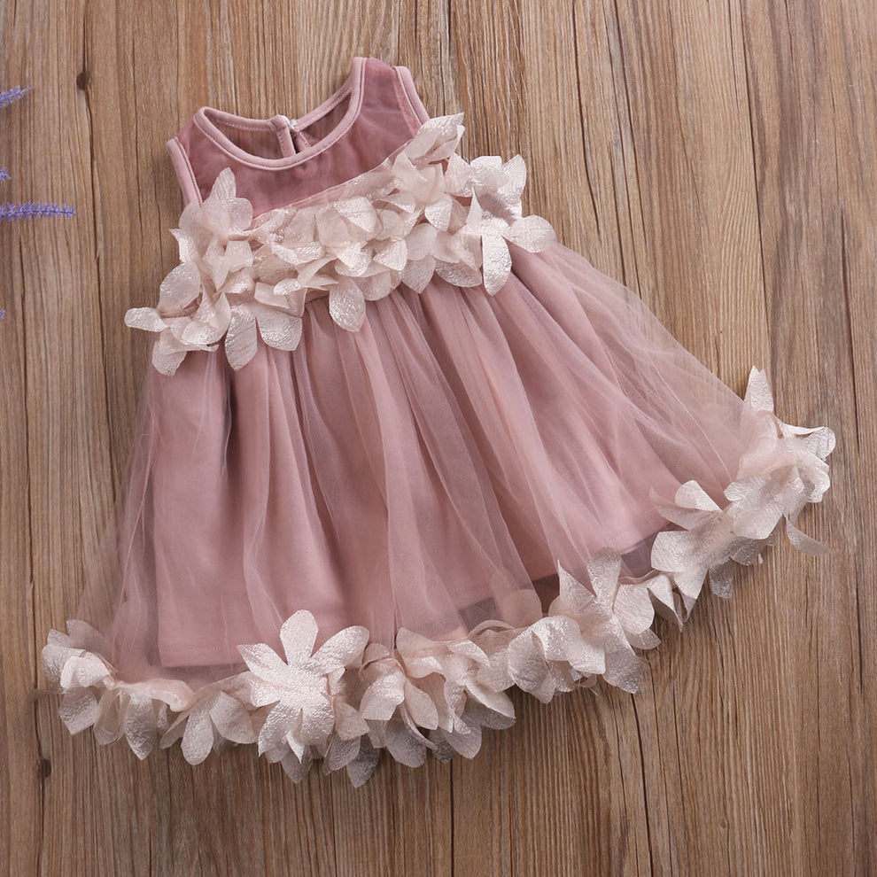 Pink 3D Ruffle Floral Dress