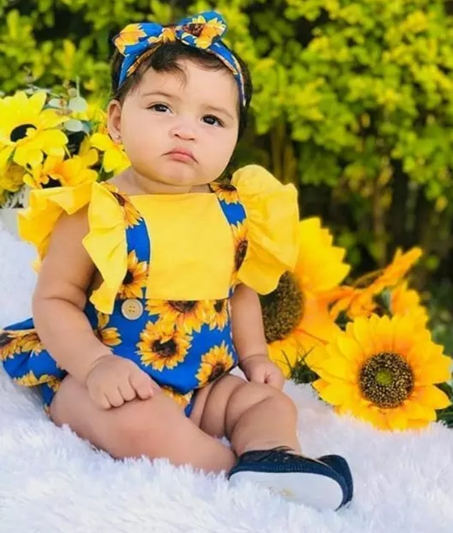 Blue Sunflower Romper