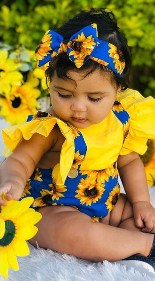Blue Sunflower Romper