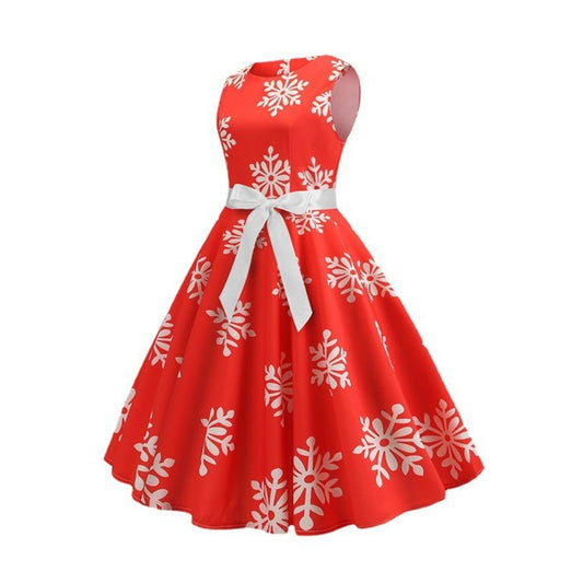 Ladies Sleeveless Snowflake Christmas Dress (3-options)